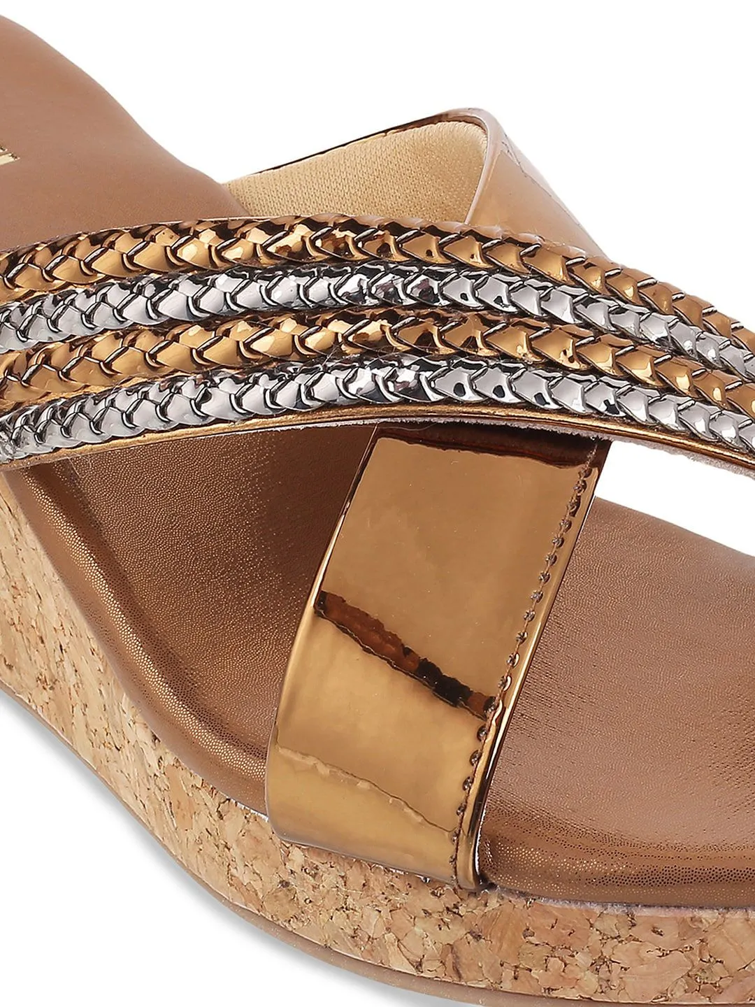 Mochi Gold-Toned Wedge Sandals