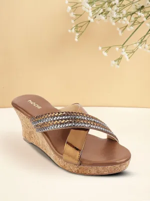 Mochi Gold-Toned Wedge Sandals