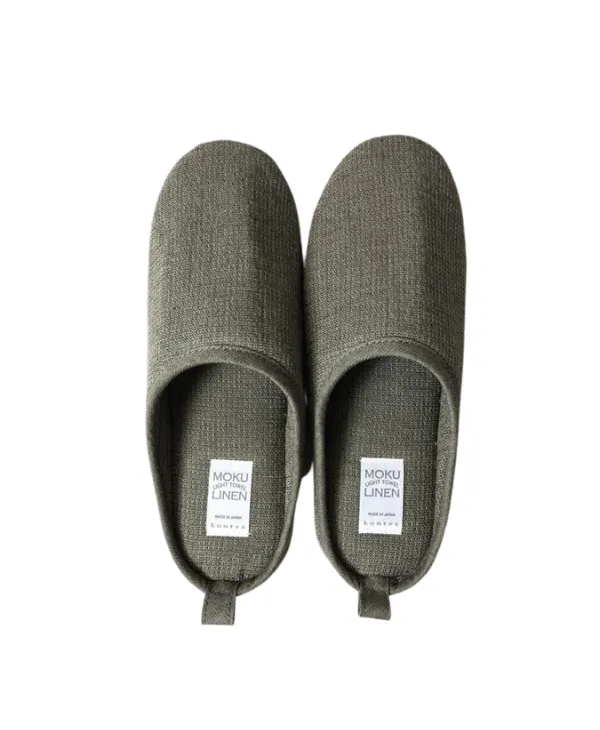 Moku Linen Room Shoes - Olive