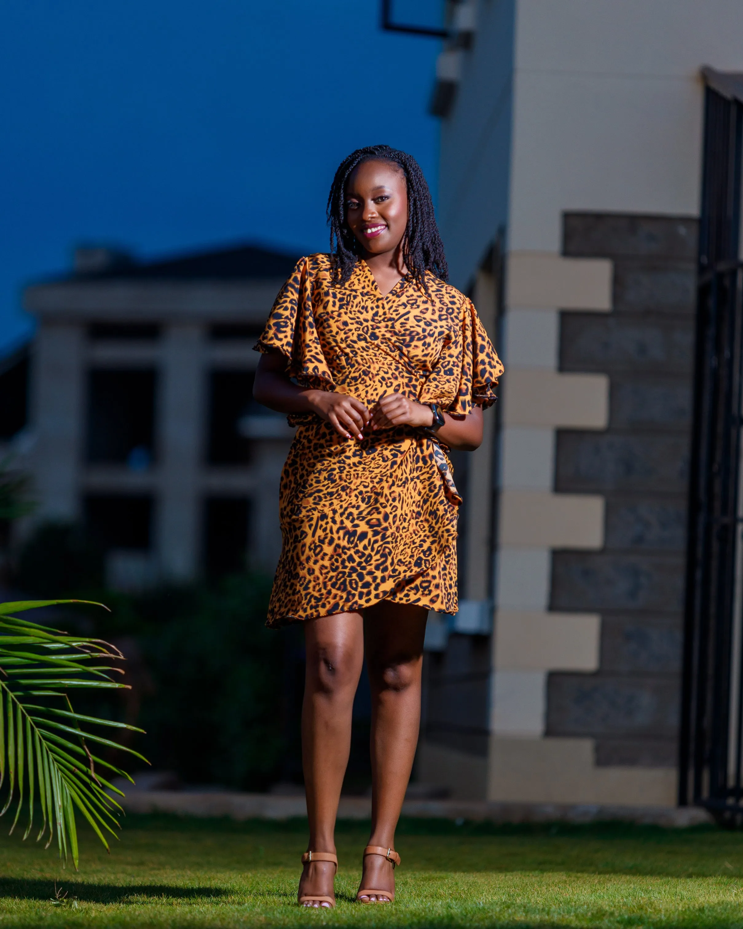 Mwala Wrap Sundress- Animal Orange