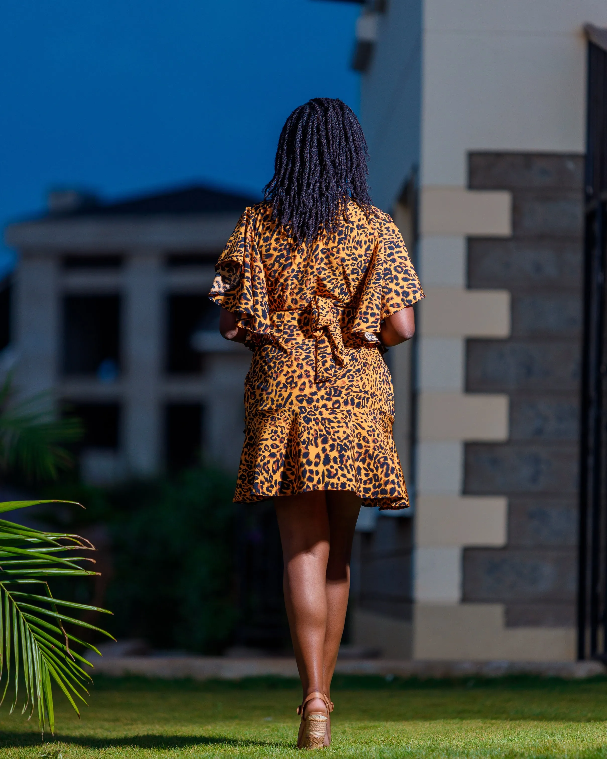 Mwala Wrap Sundress- Animal Orange