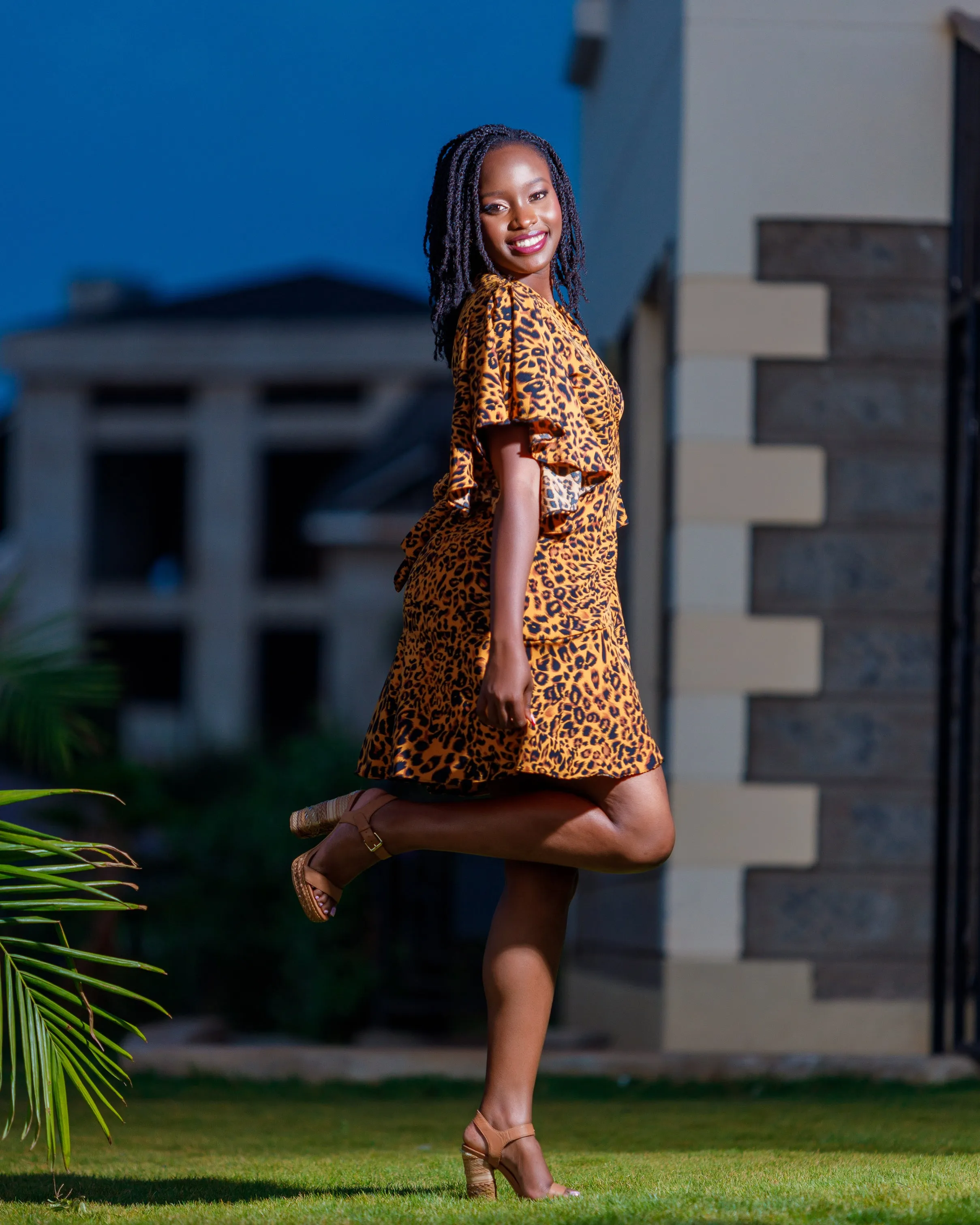 Mwala Wrap Sundress- Animal Orange