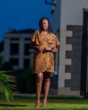 Mwala Wrap Sundress- Animal Orange