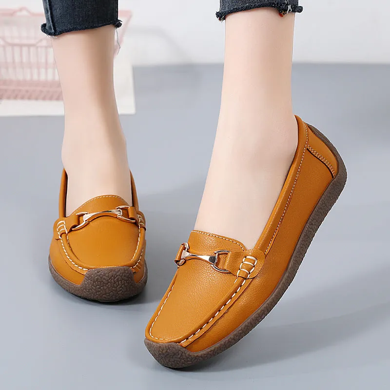 Nanccy Flat Fashion Comfortable Shoes  Leather Breathable Casual Loafers