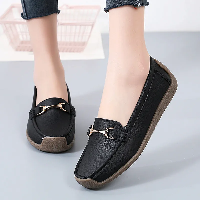 Nanccy Flat Fashion Comfortable Shoes  Leather Breathable Casual Loafers