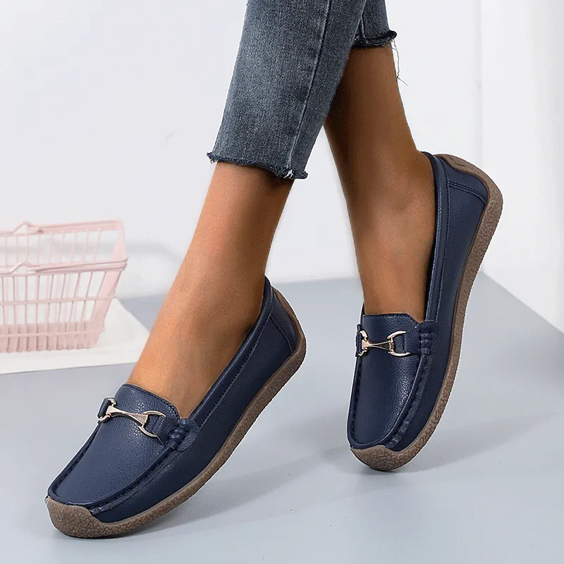 Nanccy Flat Fashion Comfortable Shoes  Leather Breathable Casual Loafers
