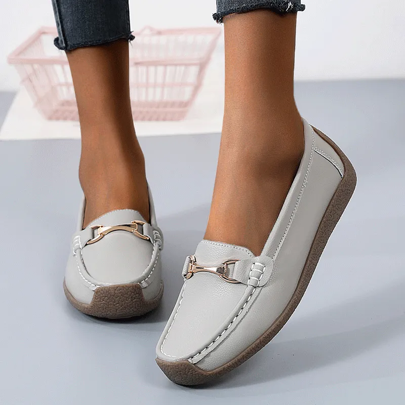 Nanccy Flat Fashion Comfortable Shoes  Leather Breathable Casual Loafers