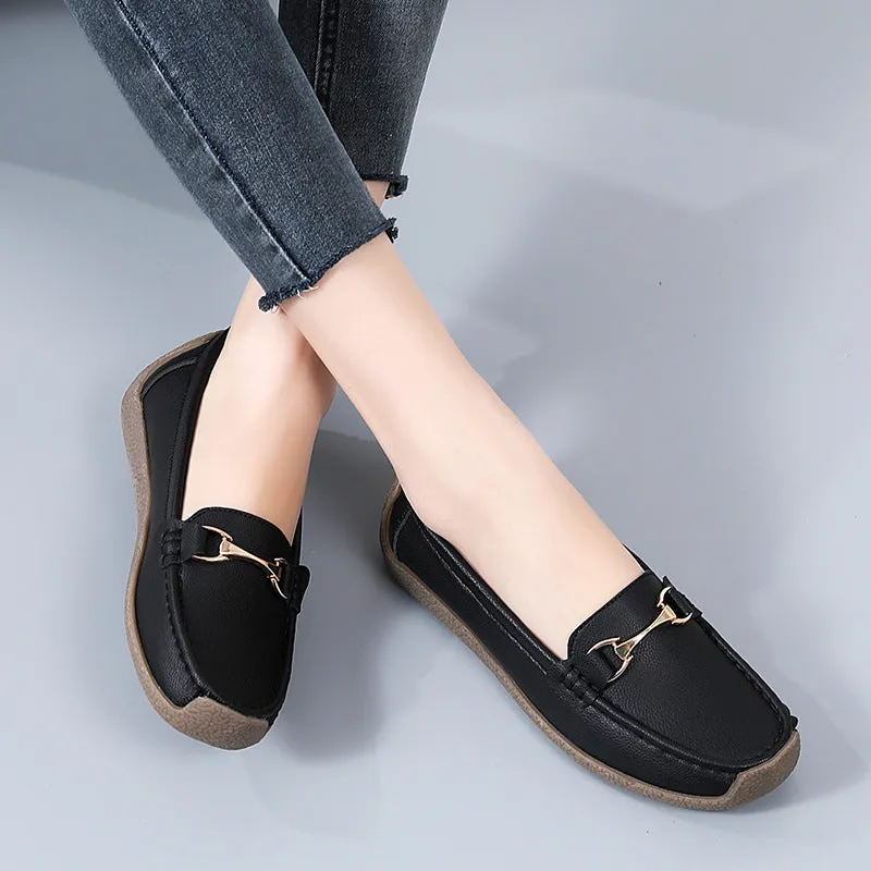 Nanccy Flat Fashion Comfortable Shoes  Leather Breathable Casual Loafers