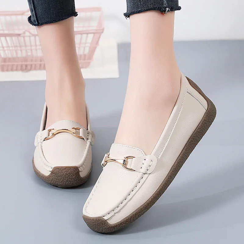 Nanccy Flat Fashion Comfortable Shoes  Leather Breathable Casual Loafers