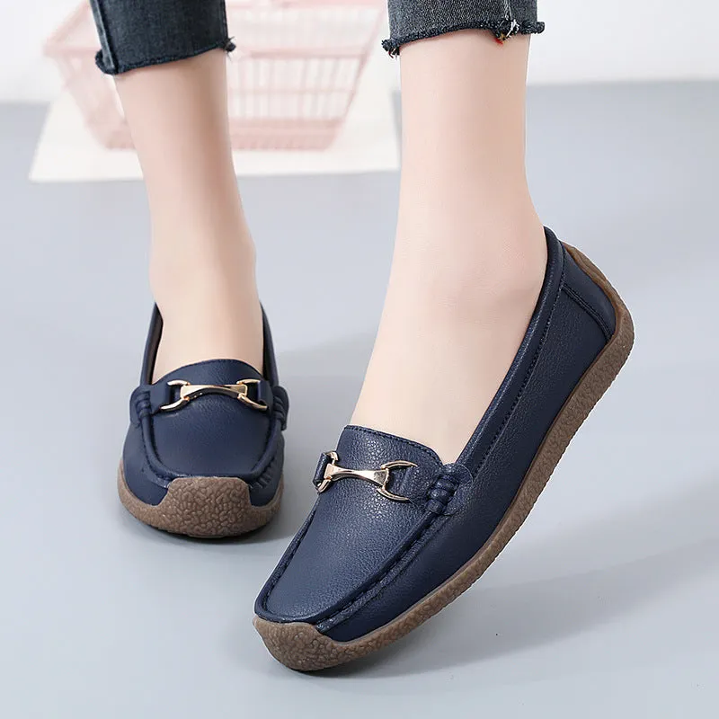 Nanccy Flat Fashion Comfortable Shoes  Leather Breathable Casual Loafers
