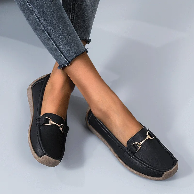 Nanccy Flat Fashion Comfortable Shoes  Leather Breathable Casual Loafers