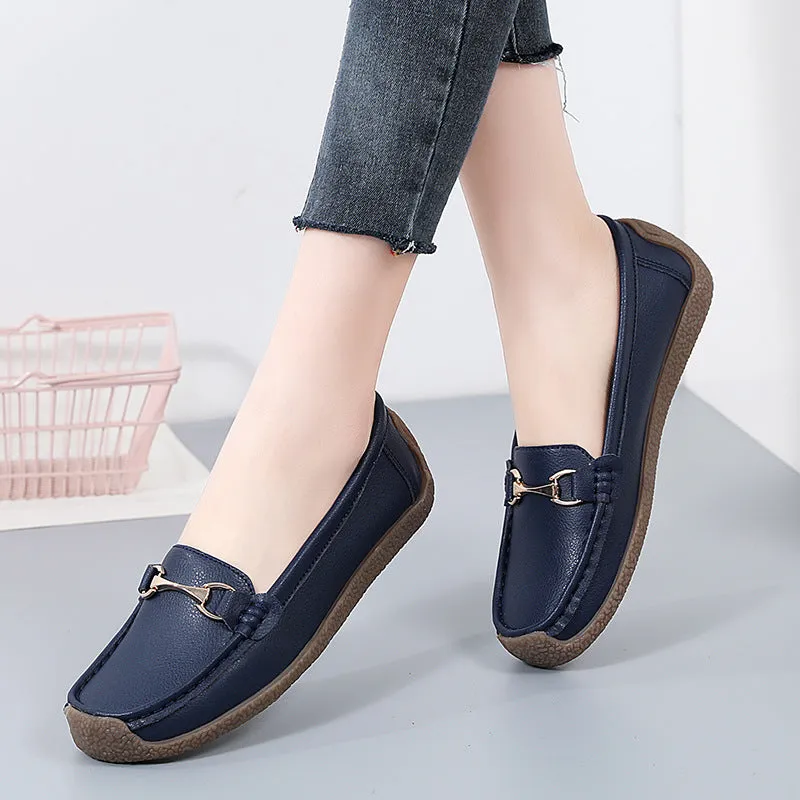 Nanccy Flat Fashion Comfortable Shoes  Leather Breathable Casual Loafers