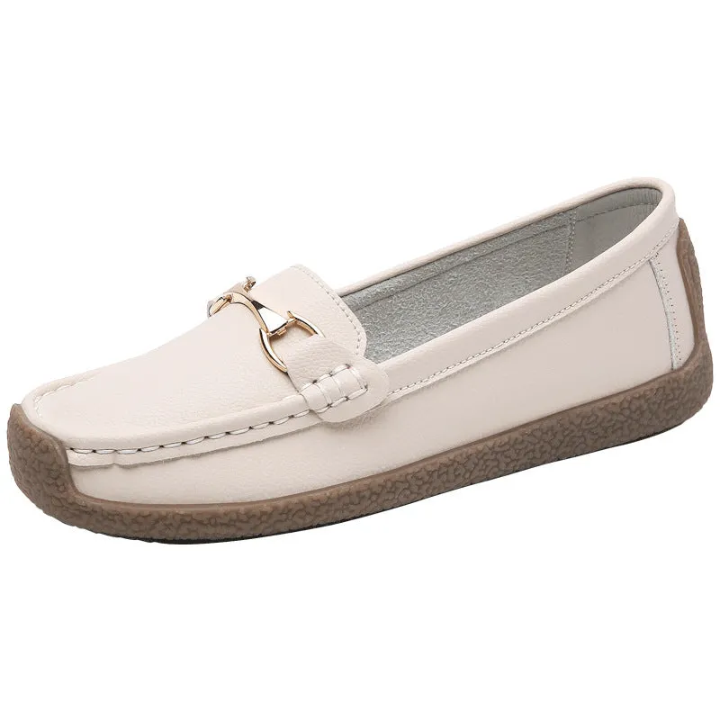 Nanccy Flat Fashion Comfortable Shoes  Leather Breathable Casual Loafers
