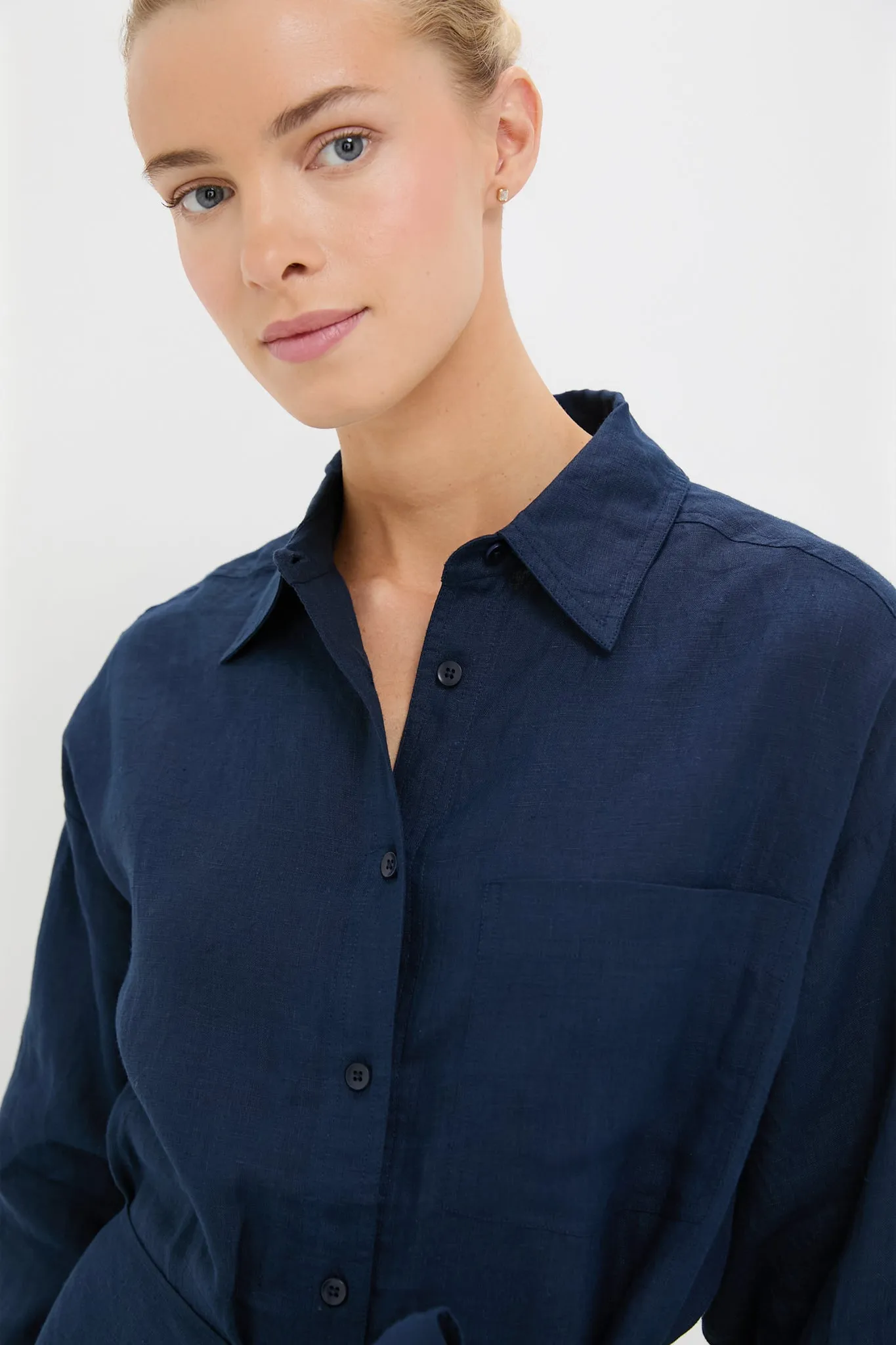 Navy Alessandra Sarong Shirt Dress