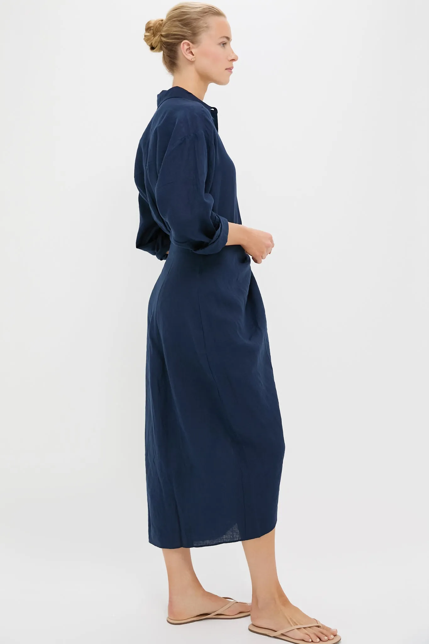 Navy Alessandra Sarong Shirt Dress