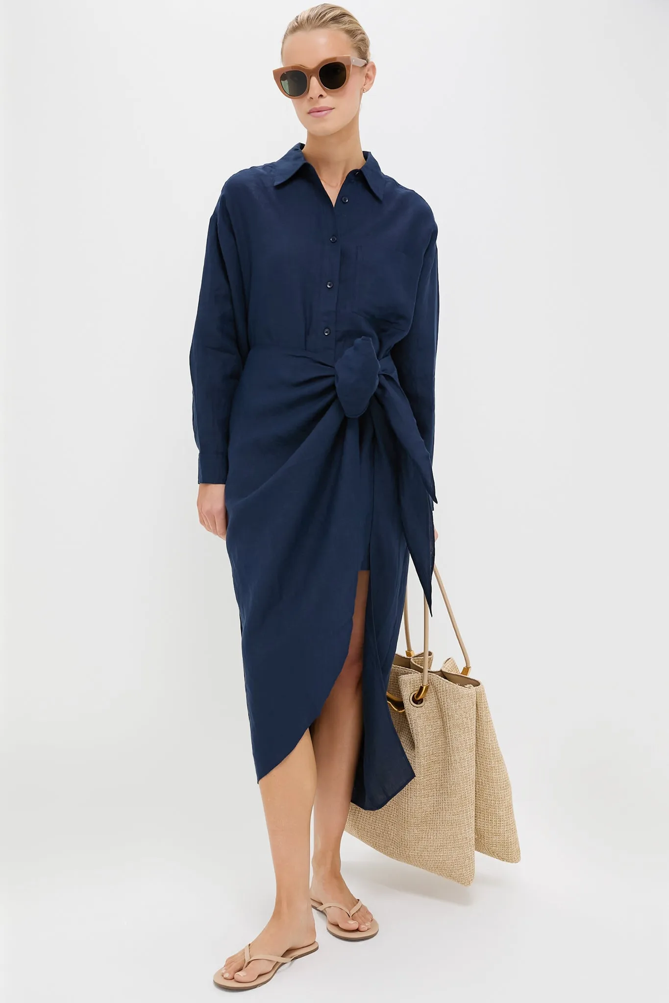 Navy Alessandra Sarong Shirt Dress
