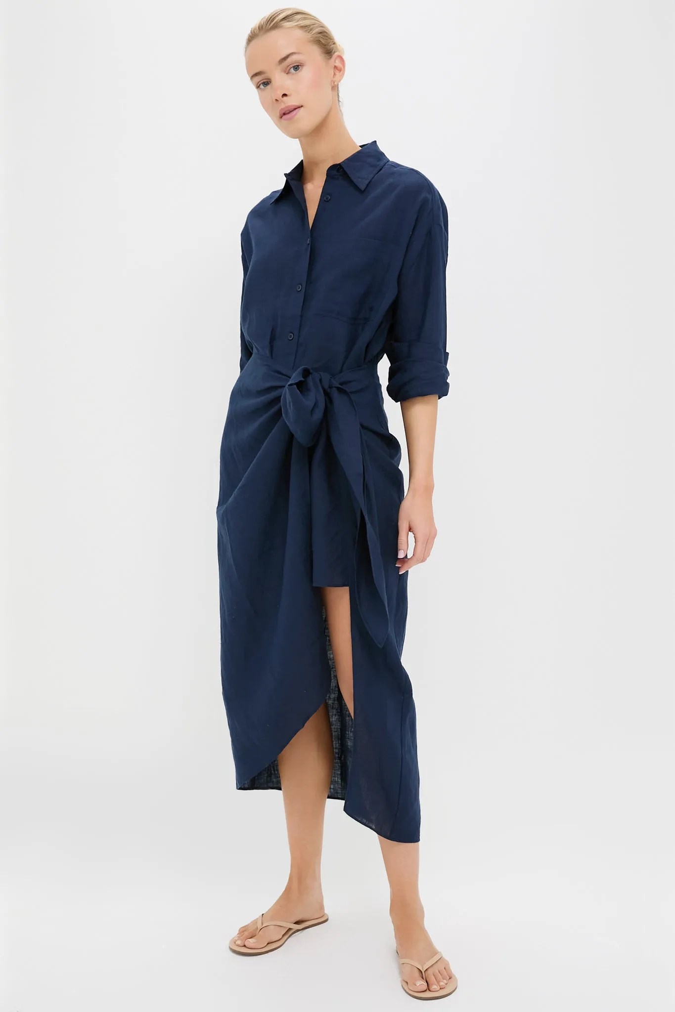 Navy Alessandra Sarong Shirt Dress