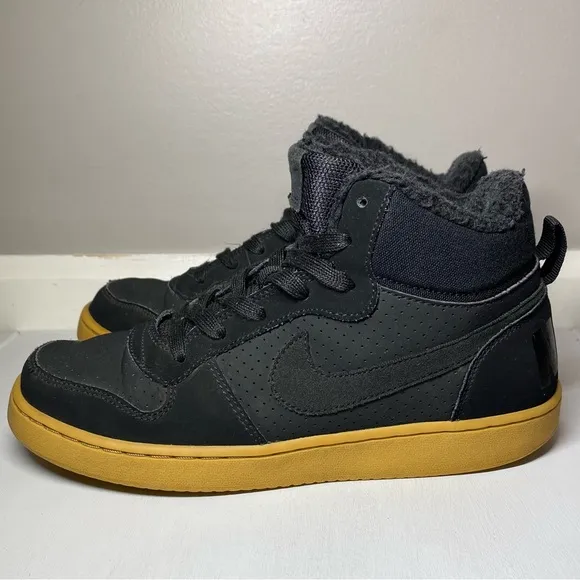 Nike Court Borough Mid Winter GS Shoes Youth 6.5 Black Gum Sneakers AA3458-002