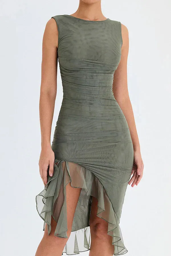 Orchid Ruffle Midi Dress