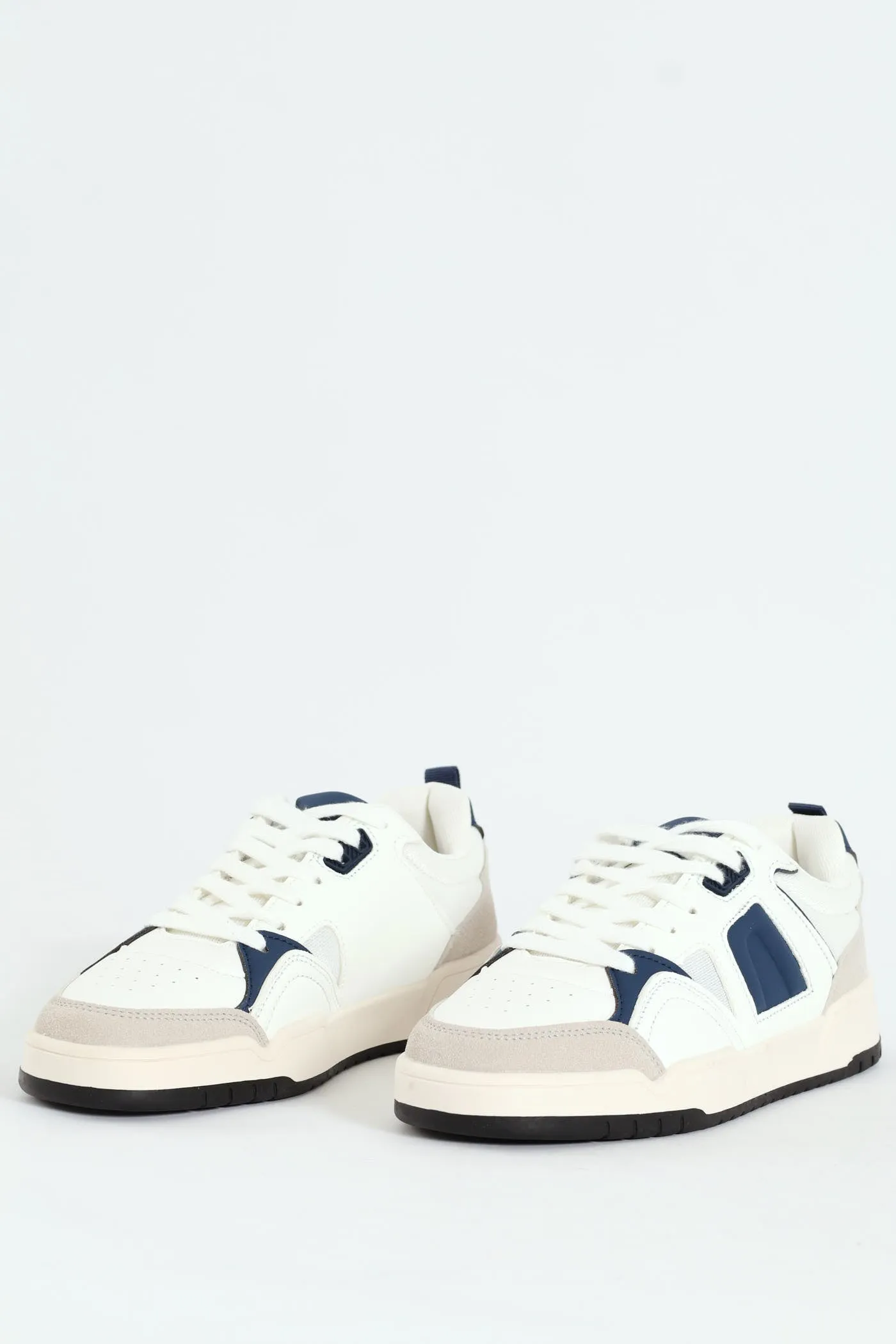 Panelled Fashion Court Sneaker - White/Navy