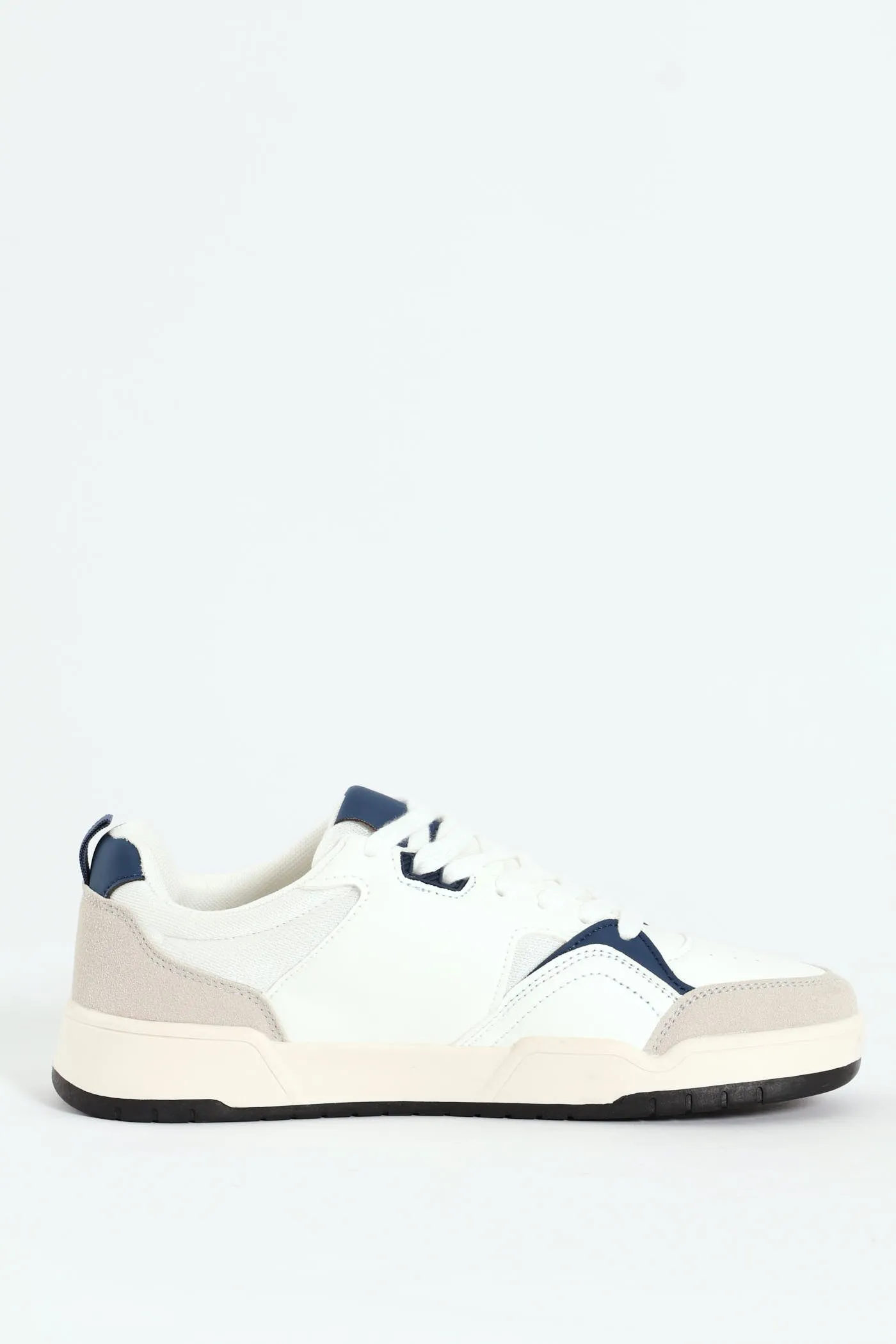 Panelled Fashion Court Sneaker - White/Navy