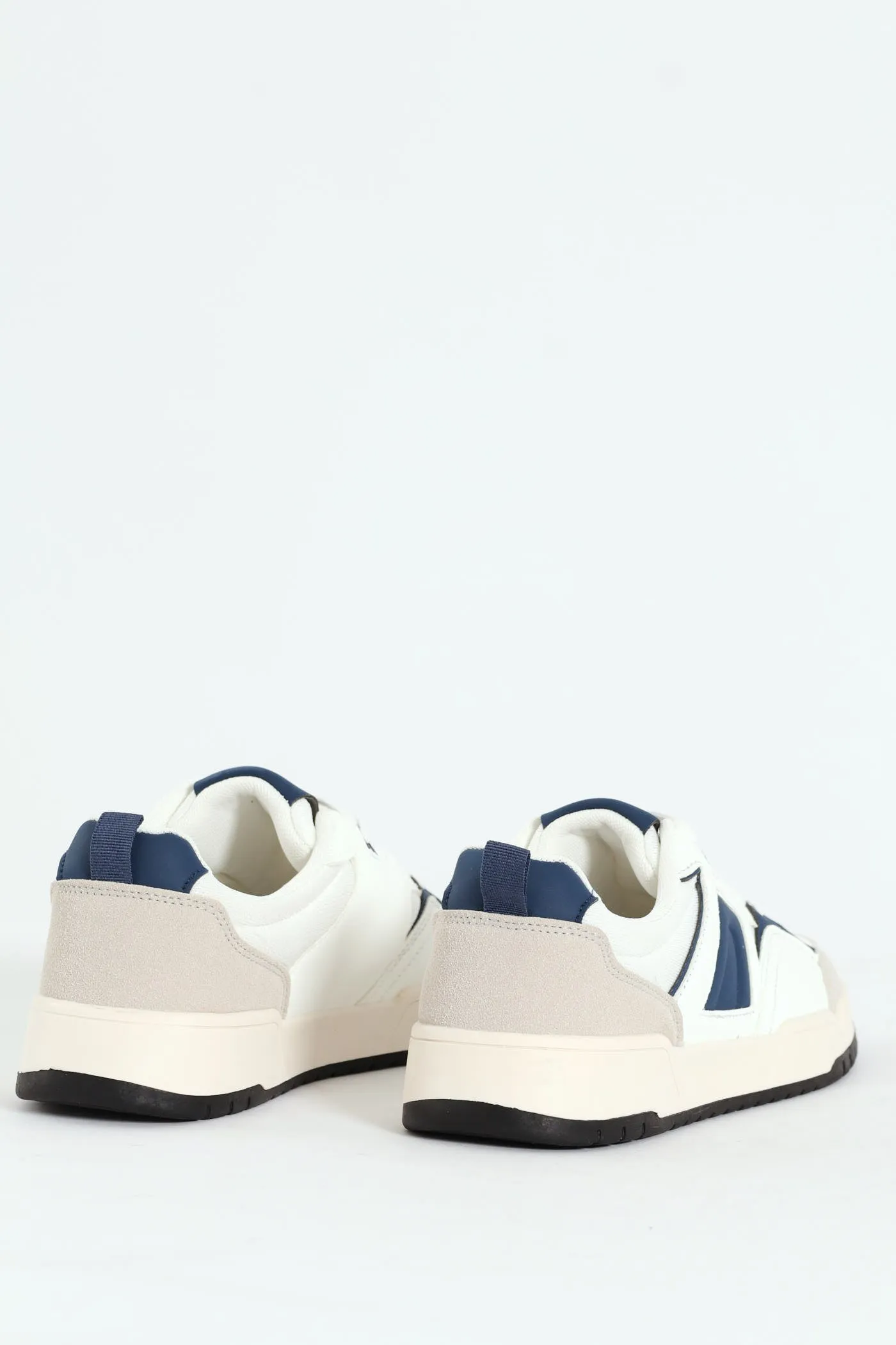 Panelled Fashion Court Sneaker - White/Navy