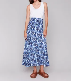 Printed Convertible Skirt & Dress With Removable Straps In Blue
