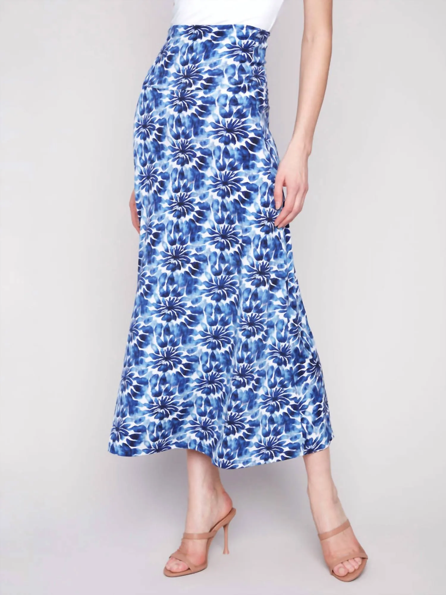 Printed Convertible Skirt & Dress With Removable Straps In Blue