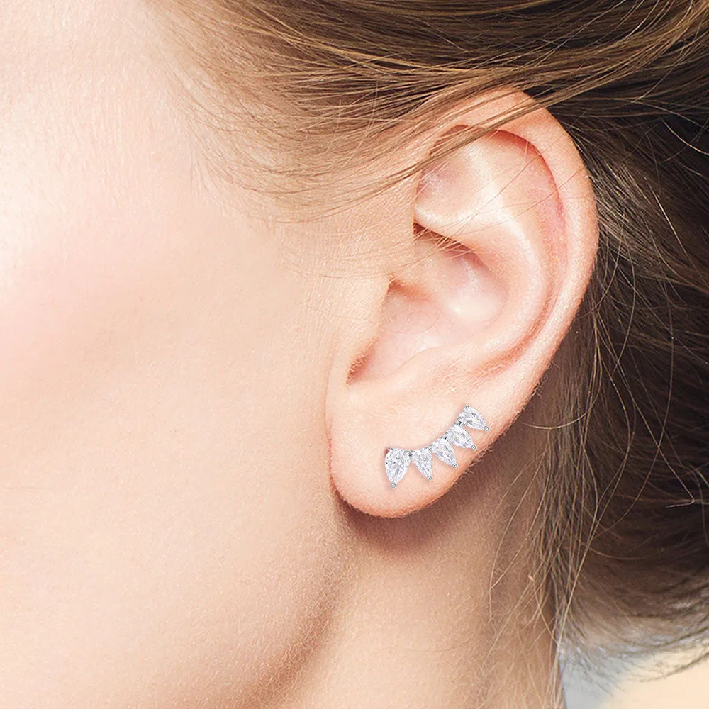"Dream Scene" 1.9CTW Pear Cut Climber Earrings
