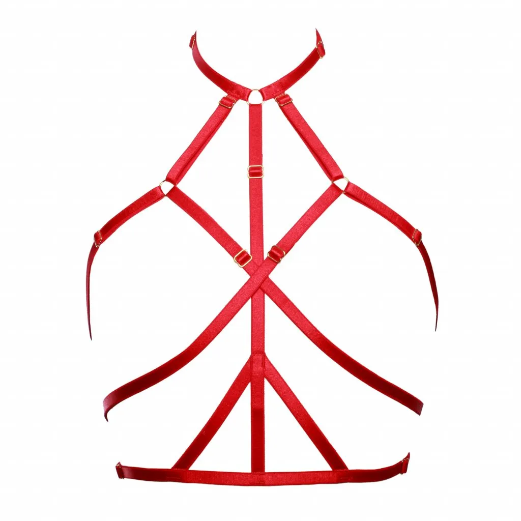 Red Ruby Harness with Gold Sliders