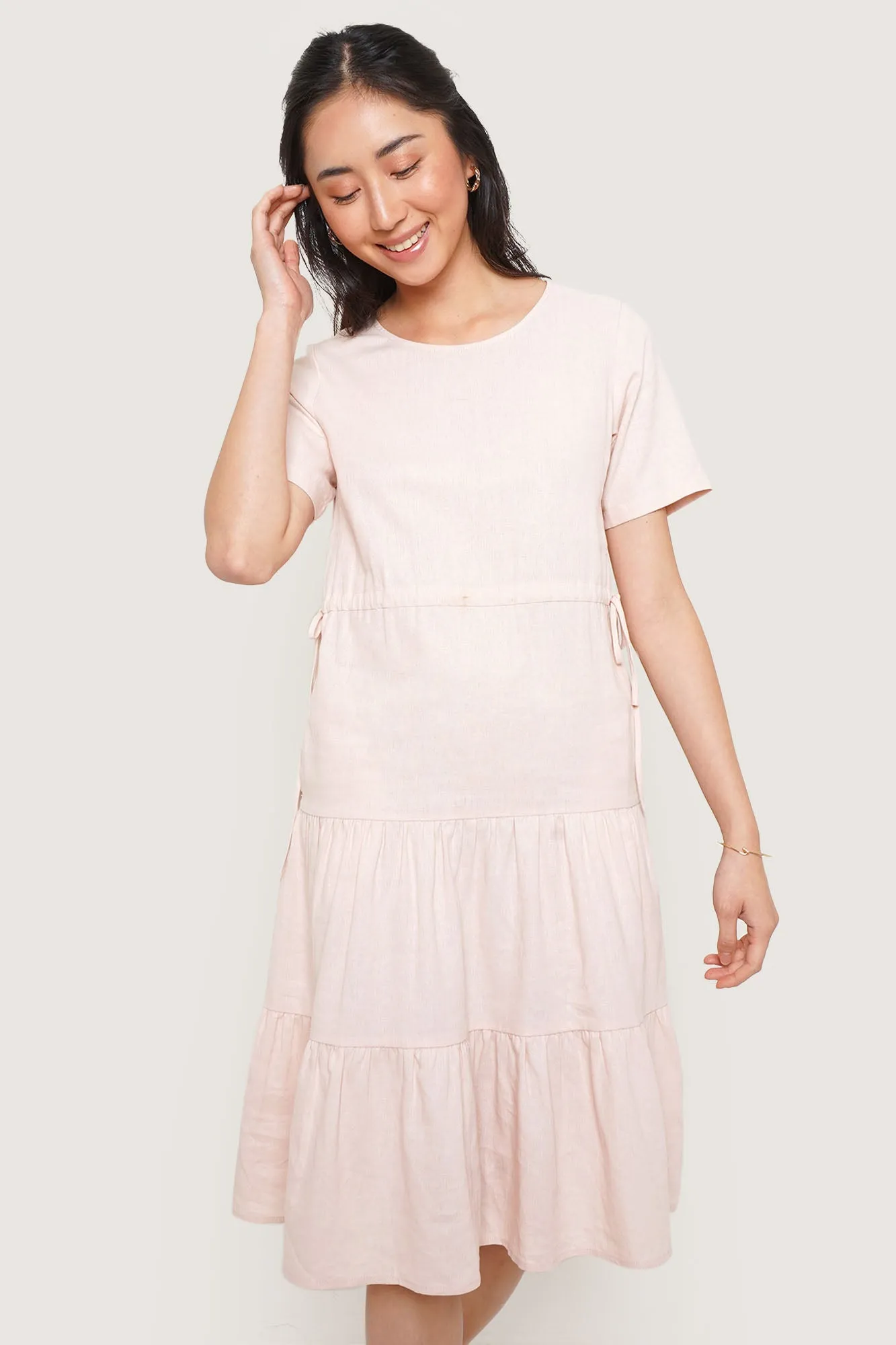 REFORME Tiered Linen Dress