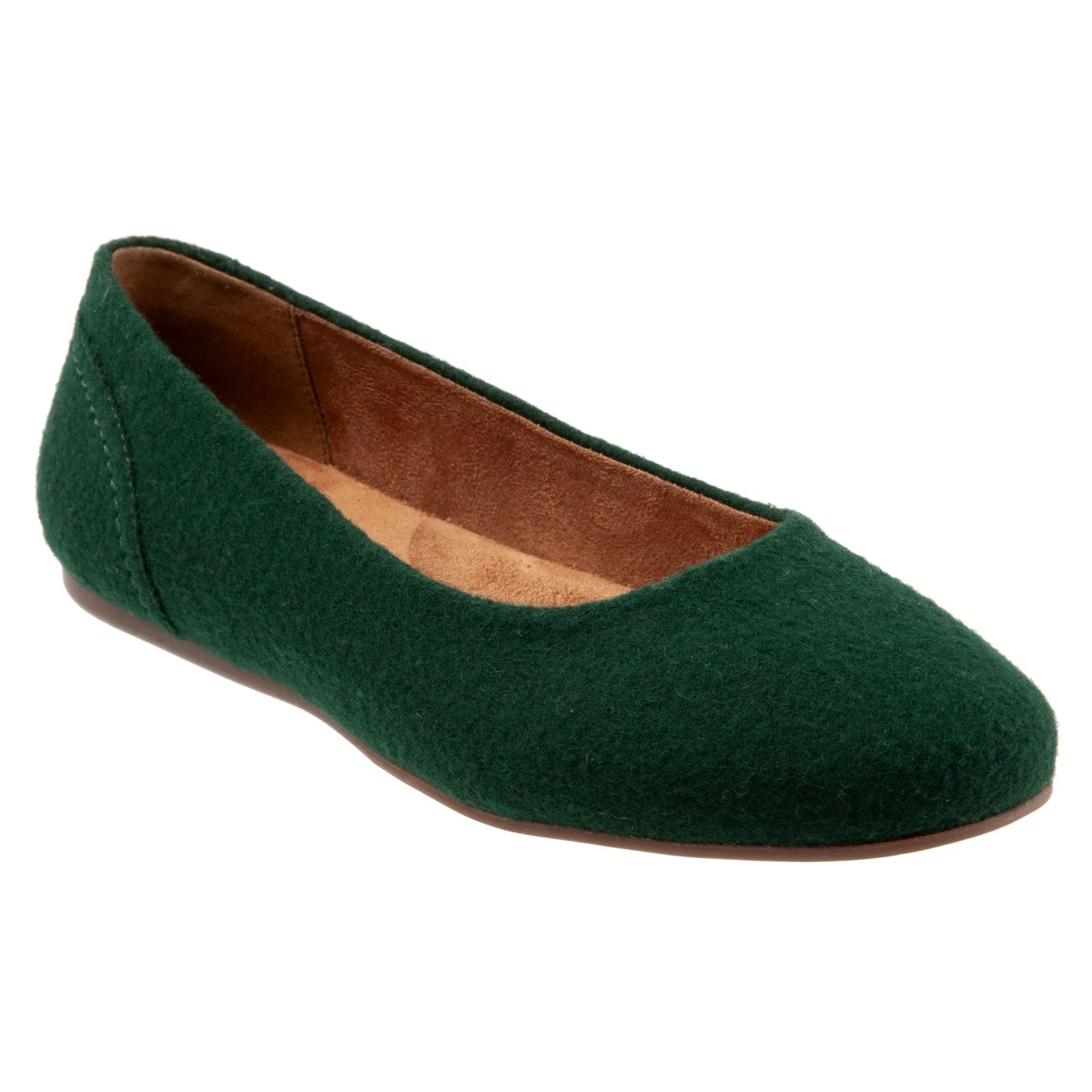 Softwalk Shiraz S2160-335 Womens Green Narrow Suede Ballet Flats Shoes