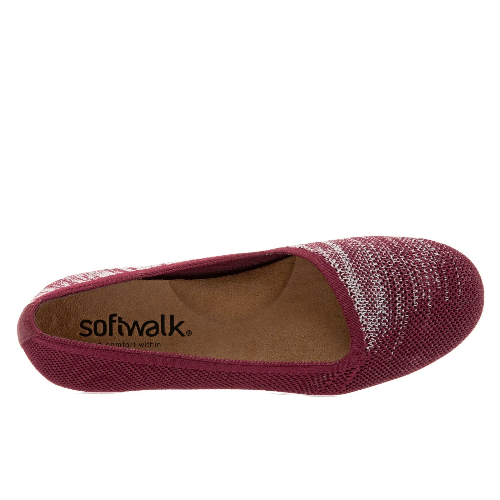 Softwalk Sicily S1861-606 Womens Burgundy Leather Slip On Ballet Flats Shoes