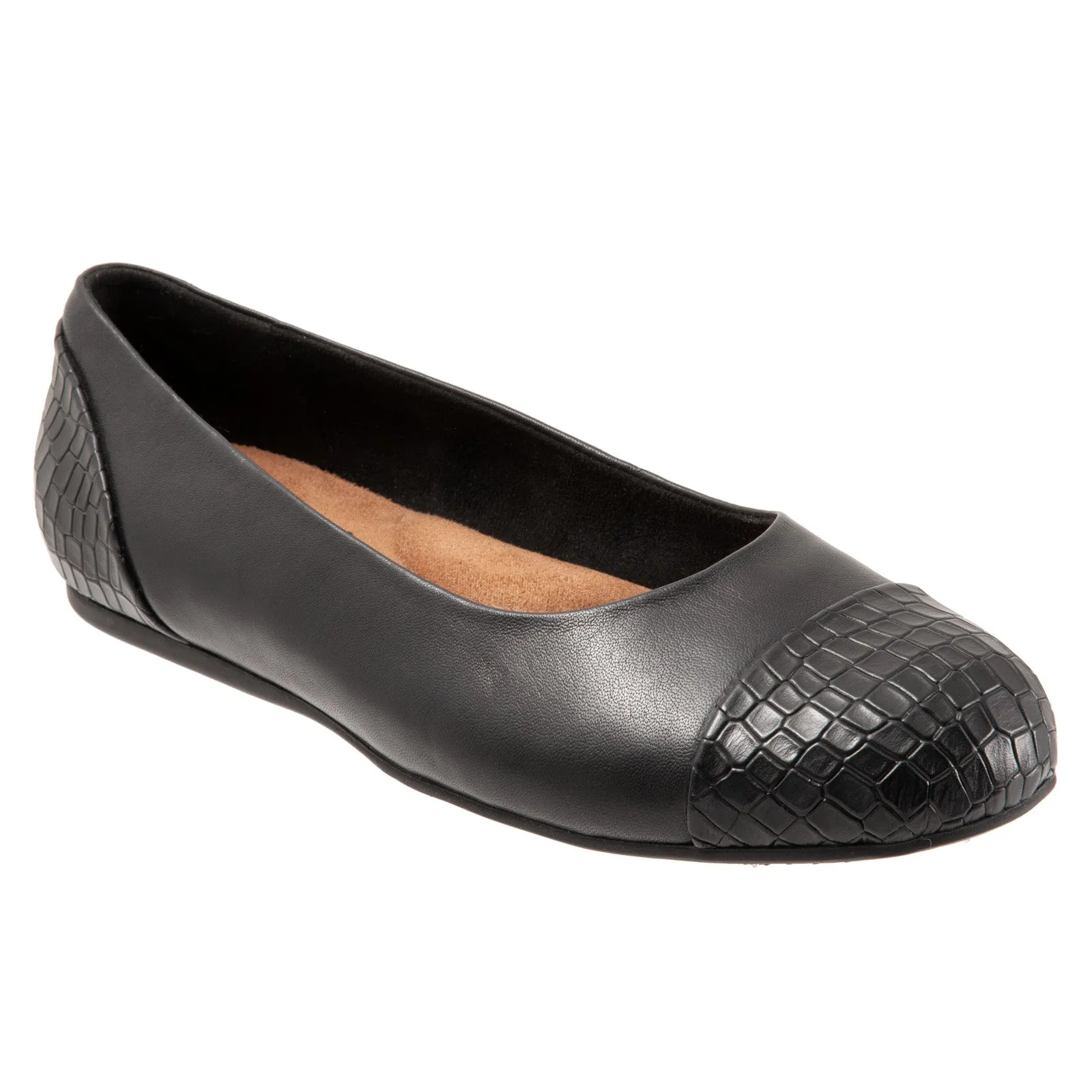 Softwalk Sonoma Cap Toe S1907-027 Womens Black Narrow Ballet Flats Shoes