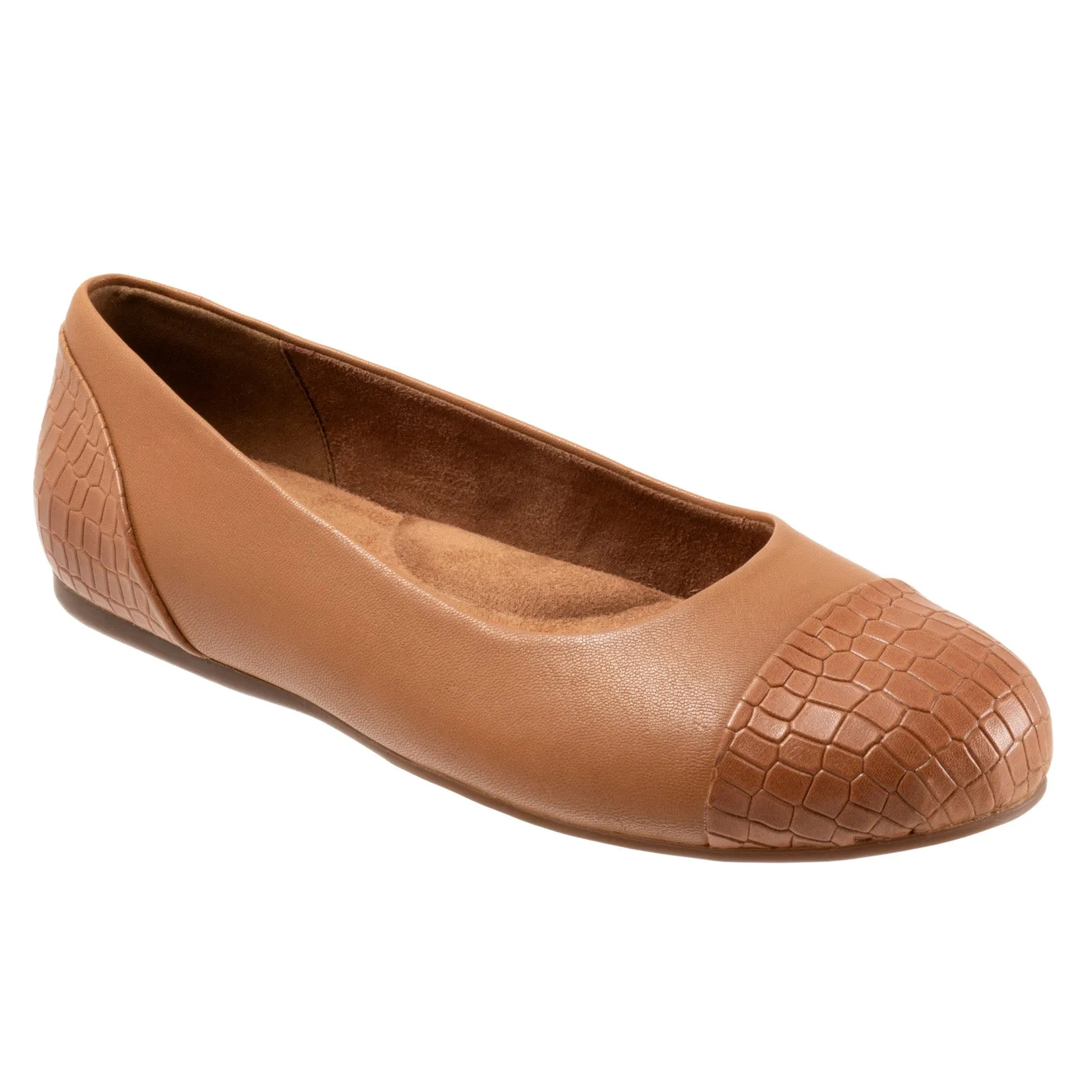 Softwalk Sonoma Cap Toe S1907-256 Womens Brown Narrow Ballet Flats Shoes
