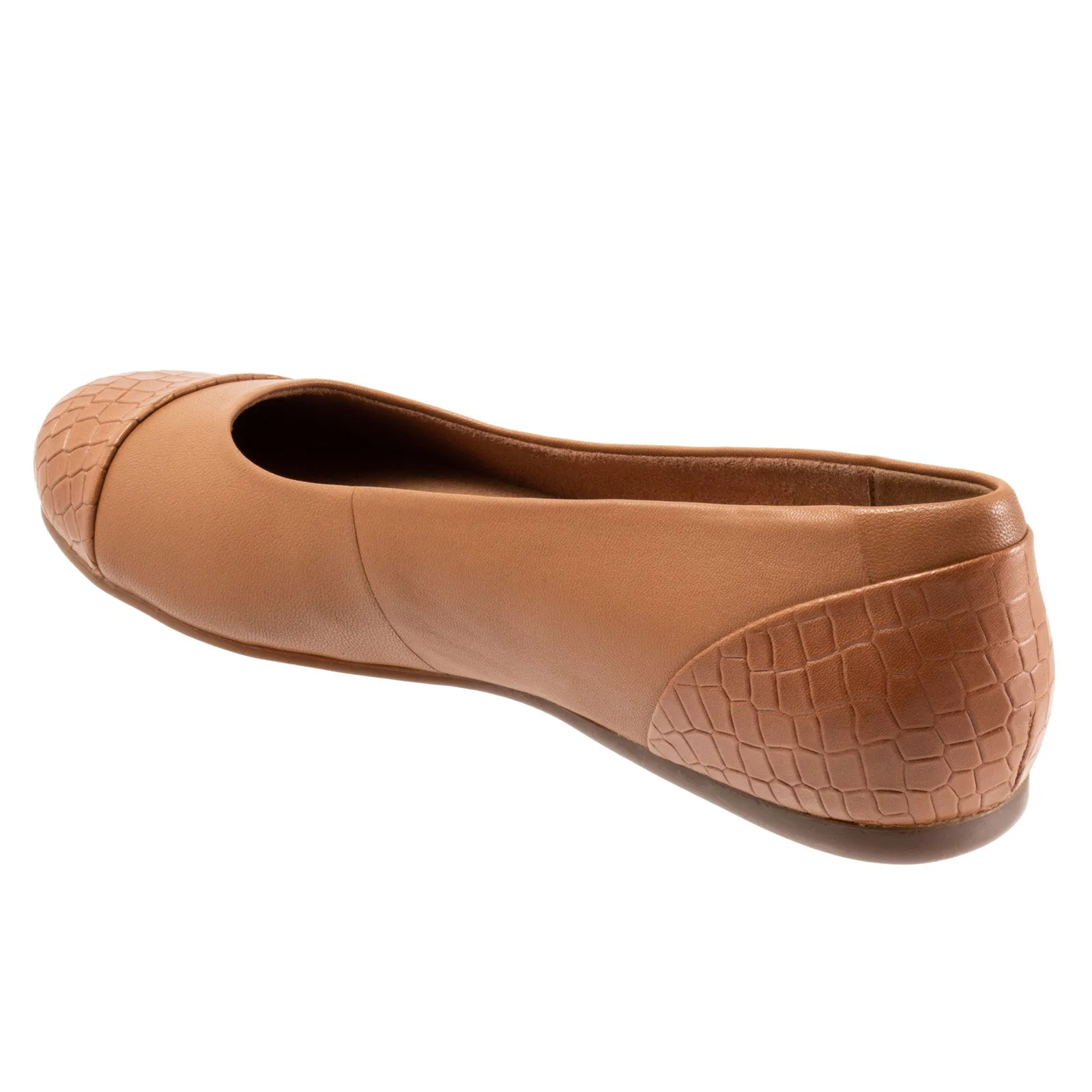 Softwalk Sonoma Cap Toe S1907-256 Womens Brown Narrow Ballet Flats Shoes