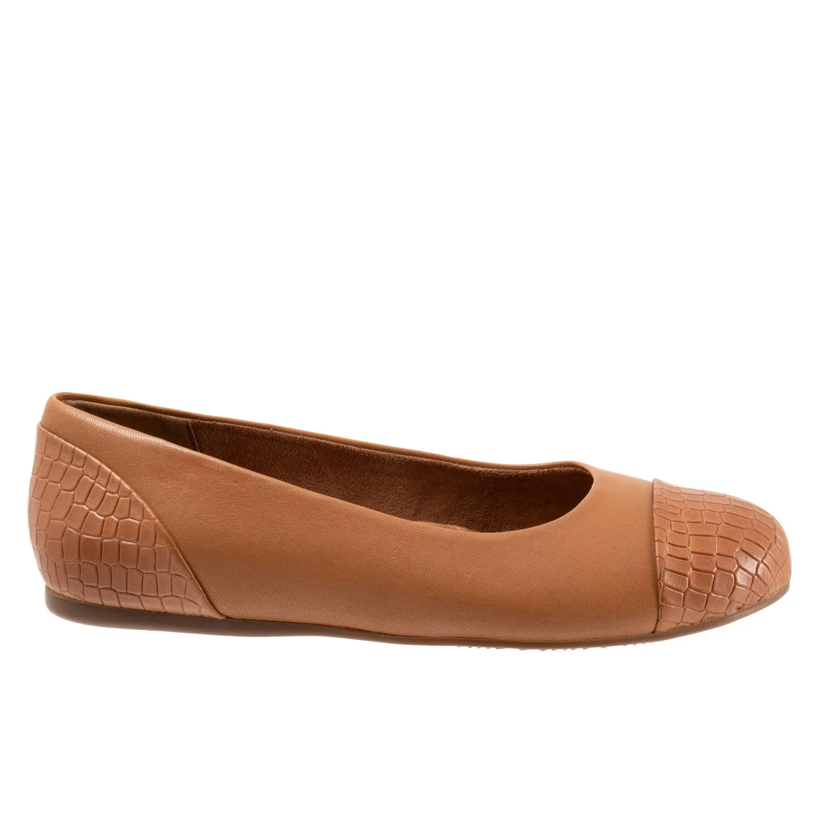 Softwalk Sonoma Cap Toe S1907-256 Womens Brown Narrow Ballet Flats Shoes