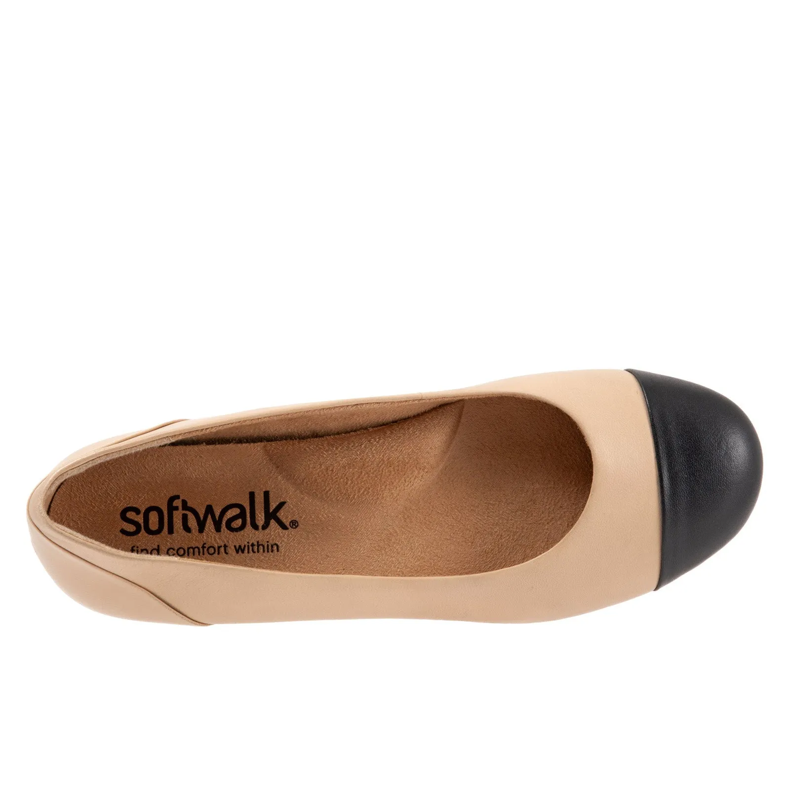 Softwalk Sonoma Cap Toe Womens Beige Extra Wide Ballet Flats Shoes