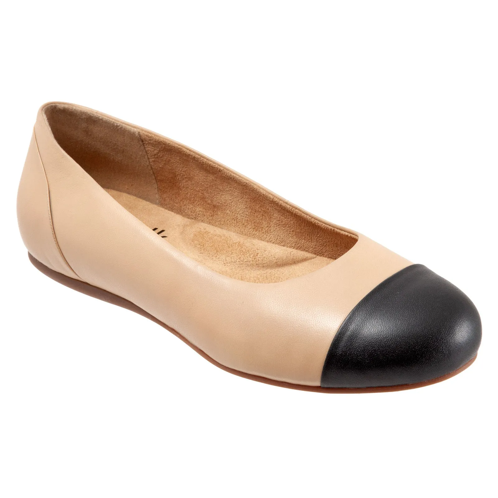 Softwalk Sonoma Cap Toe Womens Beige Extra Wide Ballet Flats Shoes