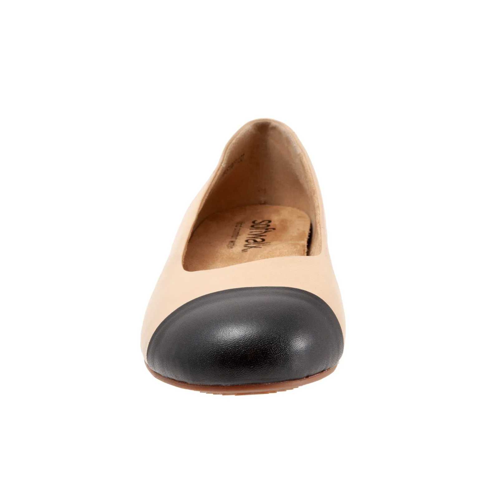Softwalk Sonoma Cap Toe Womens Beige Extra Wide Ballet Flats Shoes
