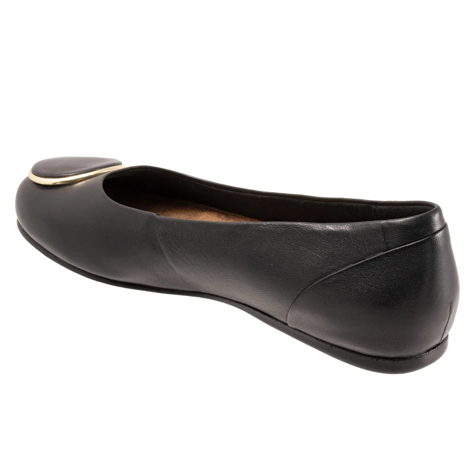Softwalk Sonoma Halo S2257-001 Womens Black Wide Leather Ballet Flats Shoes
