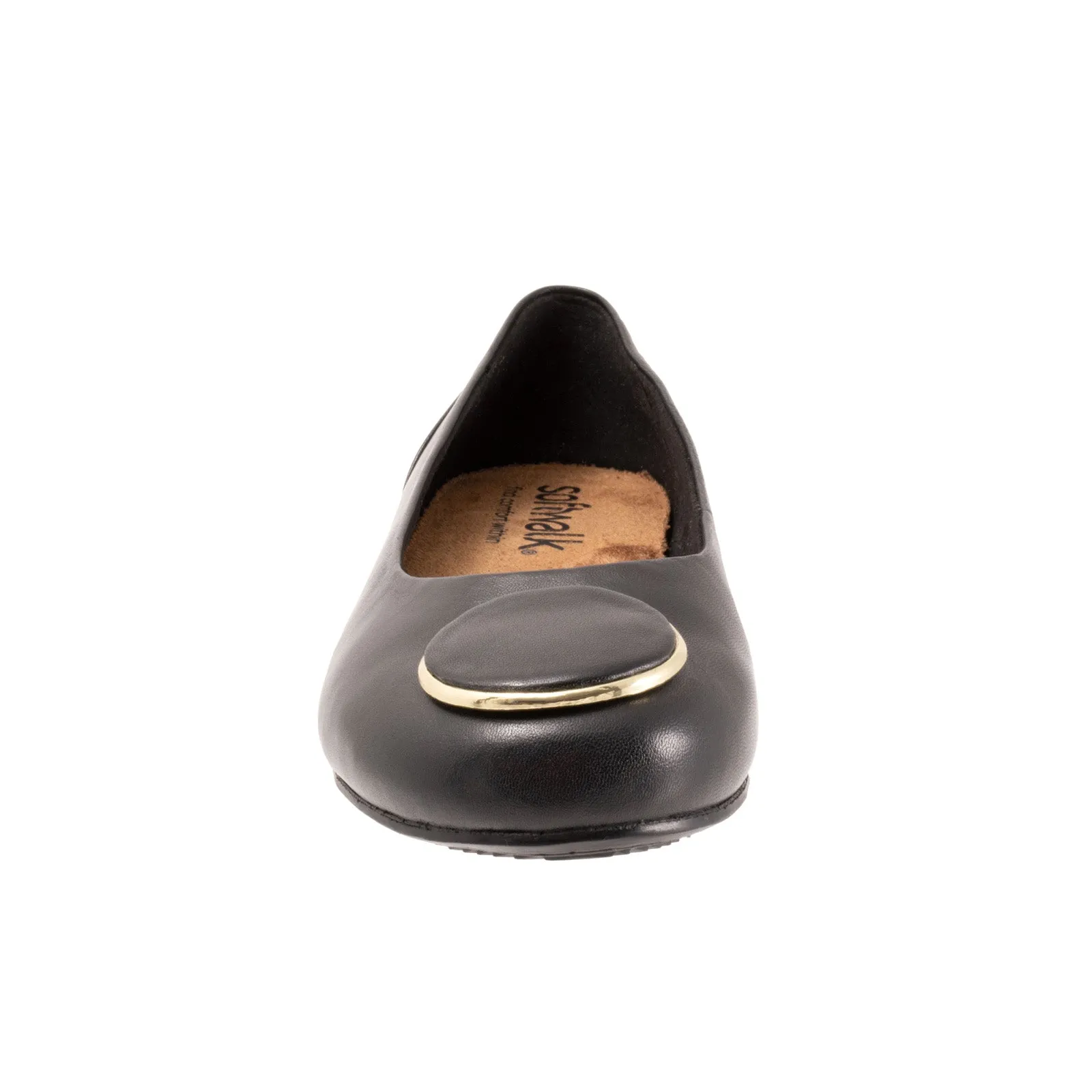 Softwalk Sonoma Halo S2257-001 Womens Black Wide Leather Ballet Flats Shoes