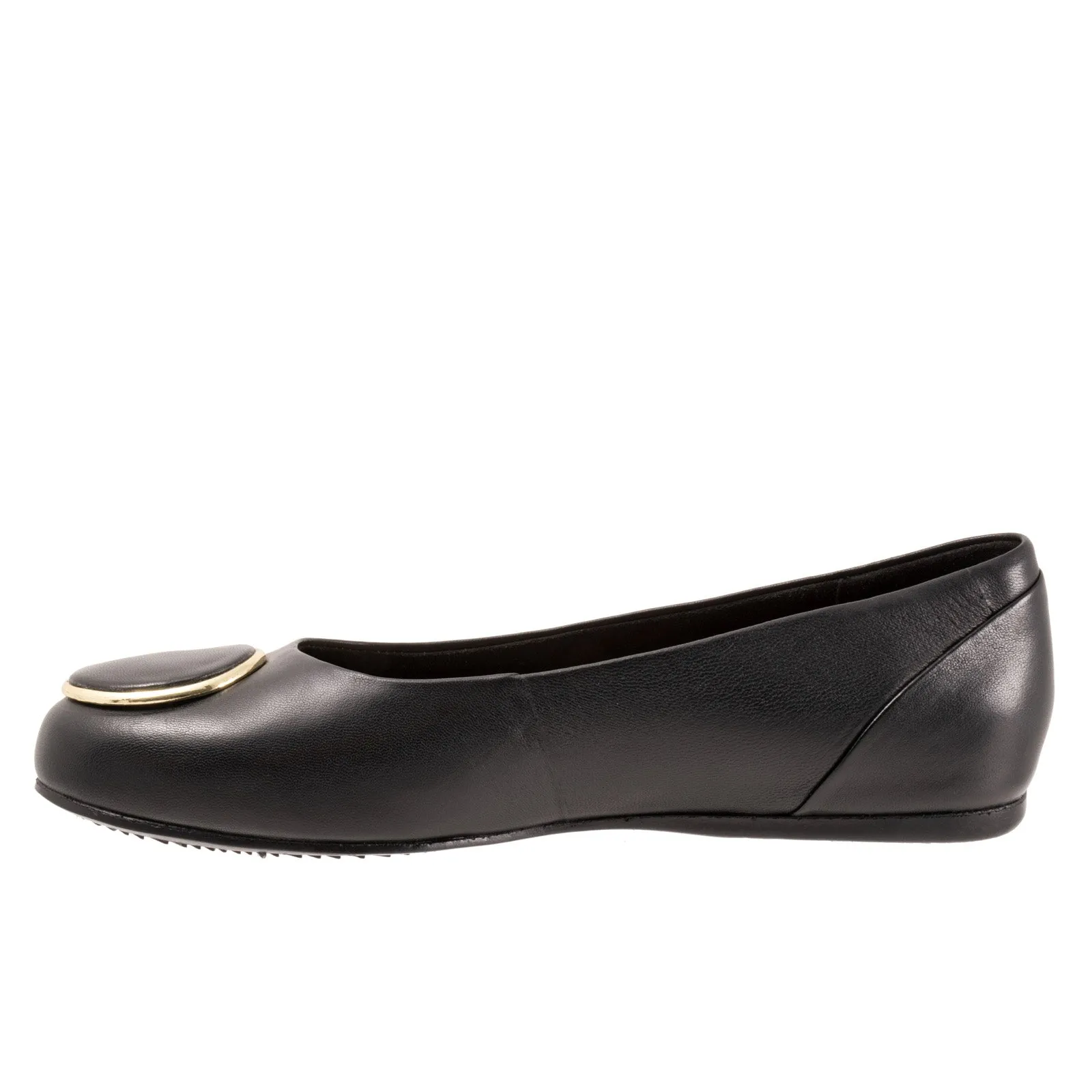 Softwalk Sonoma Halo S2257-001 Womens Black Wide Leather Ballet Flats Shoes