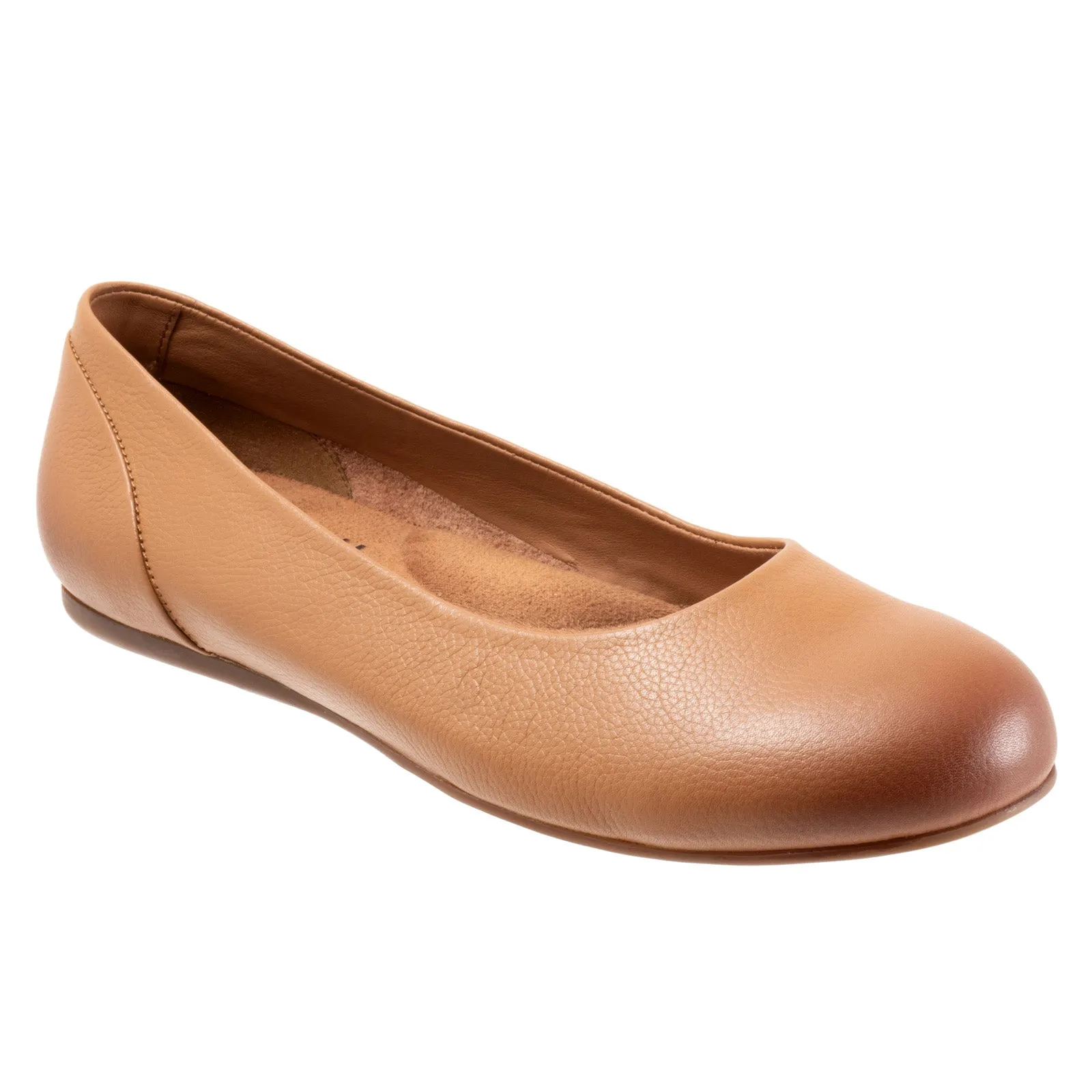 Softwalk Sonoma S1862-251 Womens Brown Narrow Leather Ballet Flats Shoes