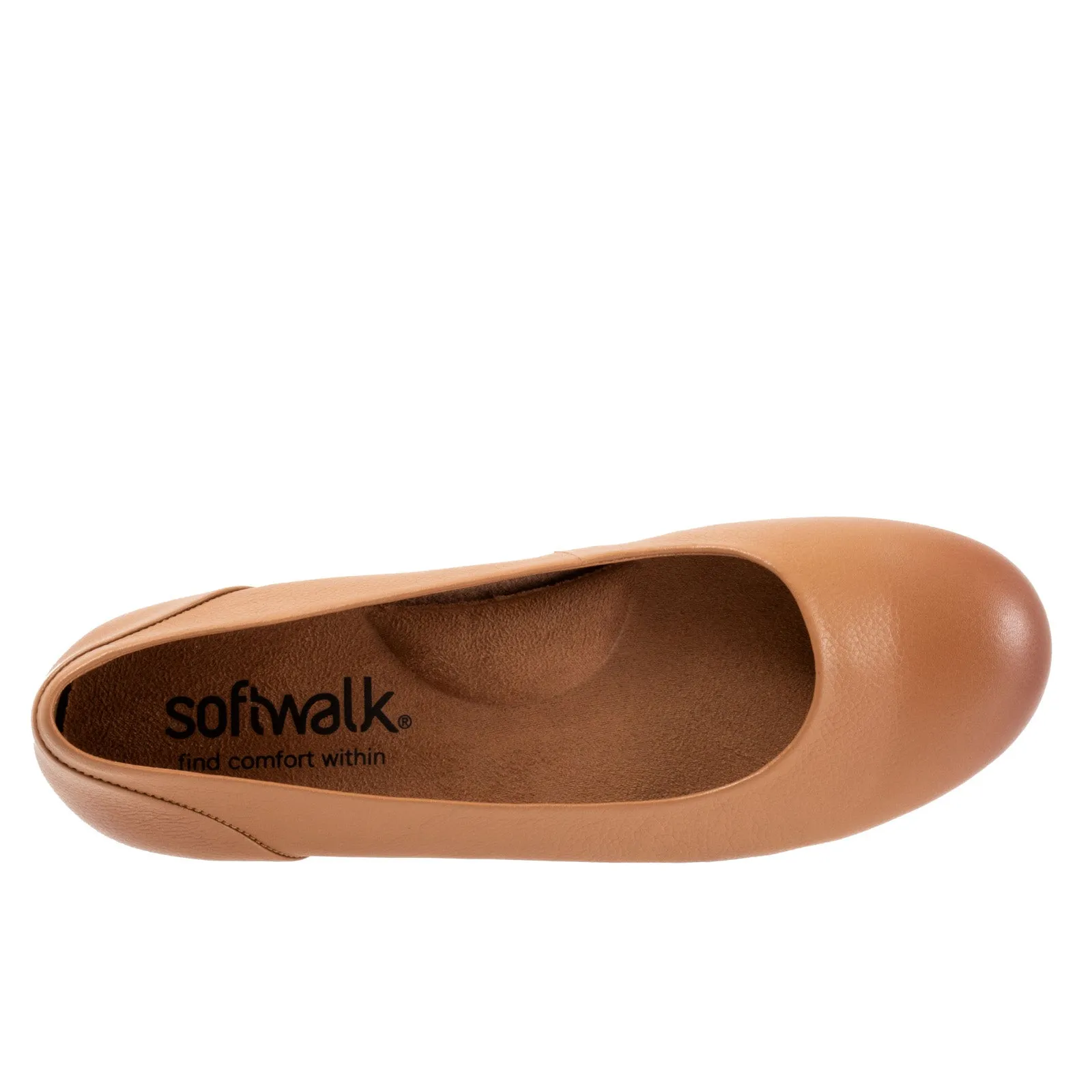 Softwalk Sonoma S1862-251 Womens Brown Narrow Leather Ballet Flats Shoes