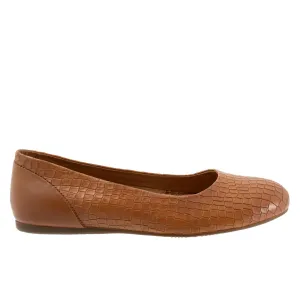 Softwalk Sonoma S1862-256 Womens Brown Narrow Leather Ballet Flats Shoes
