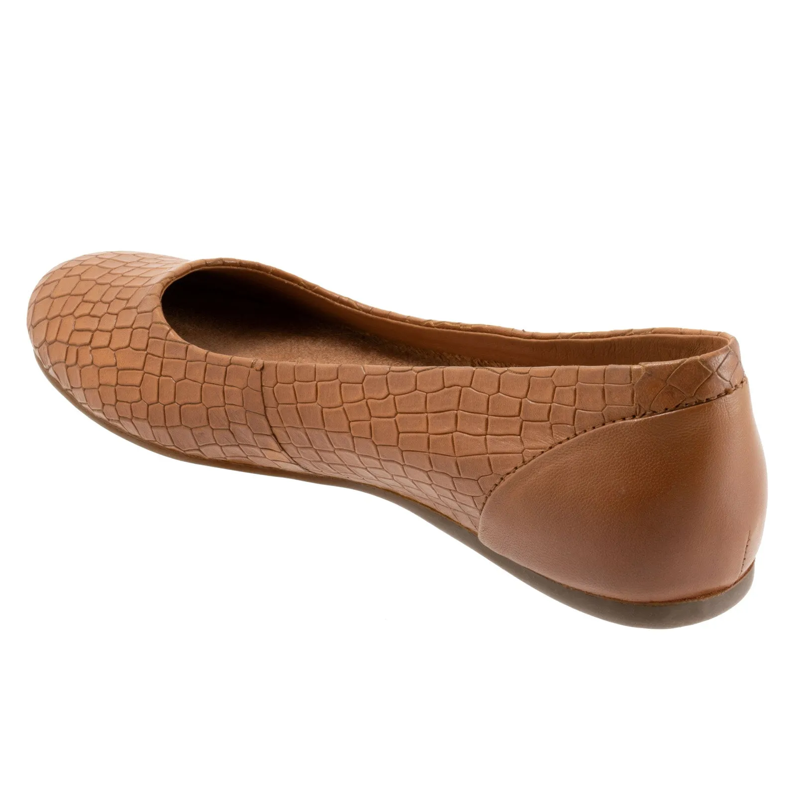 Softwalk Sonoma S1862-256 Womens Brown Narrow Leather Ballet Flats Shoes