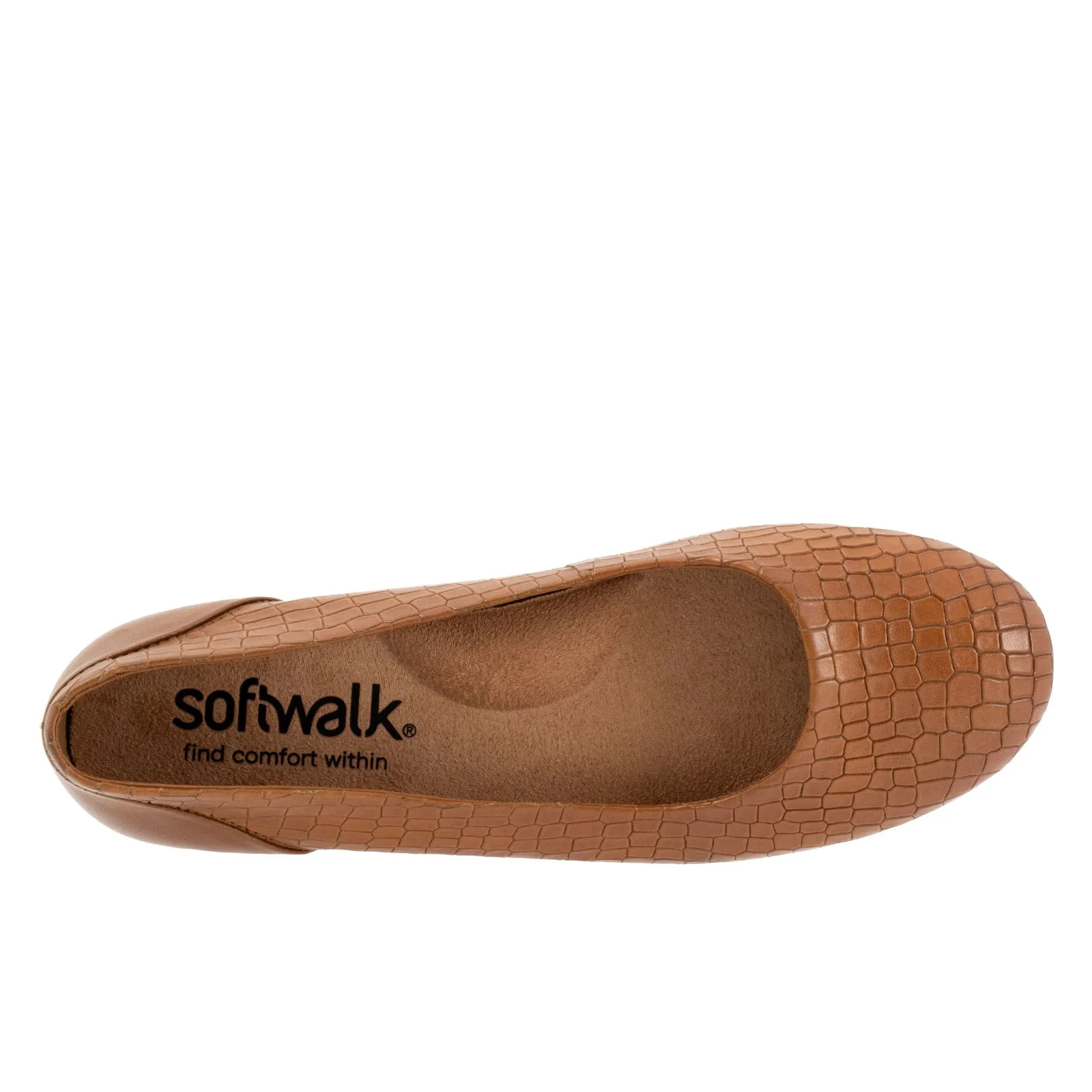 Softwalk Sonoma S1862-256 Womens Brown Narrow Leather Ballet Flats Shoes