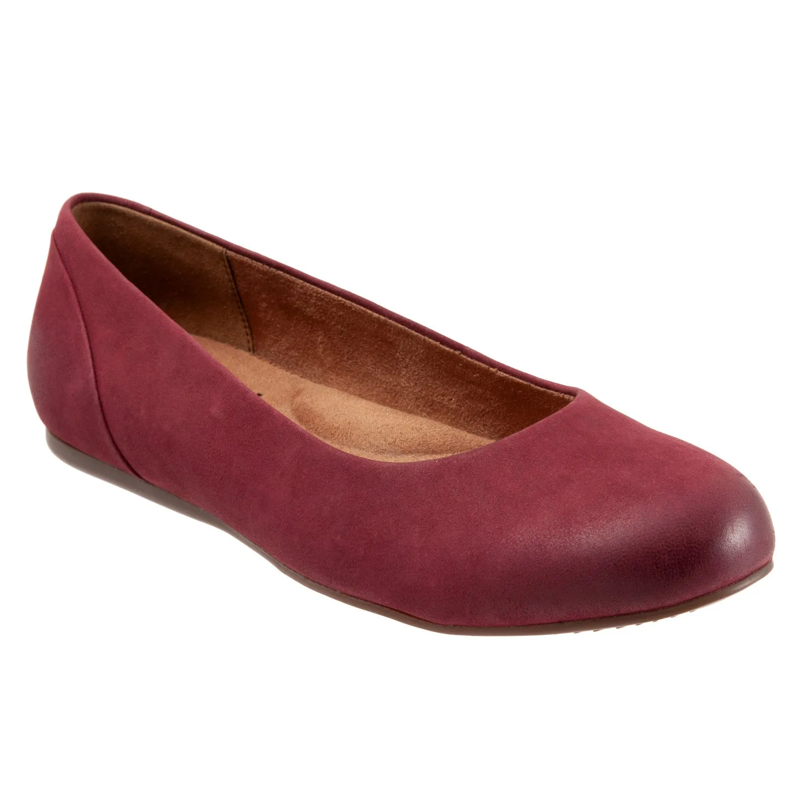 Softwalk Sonoma S1862-662 Womens Burgundy Wide Leather Ballet Flats Shoes