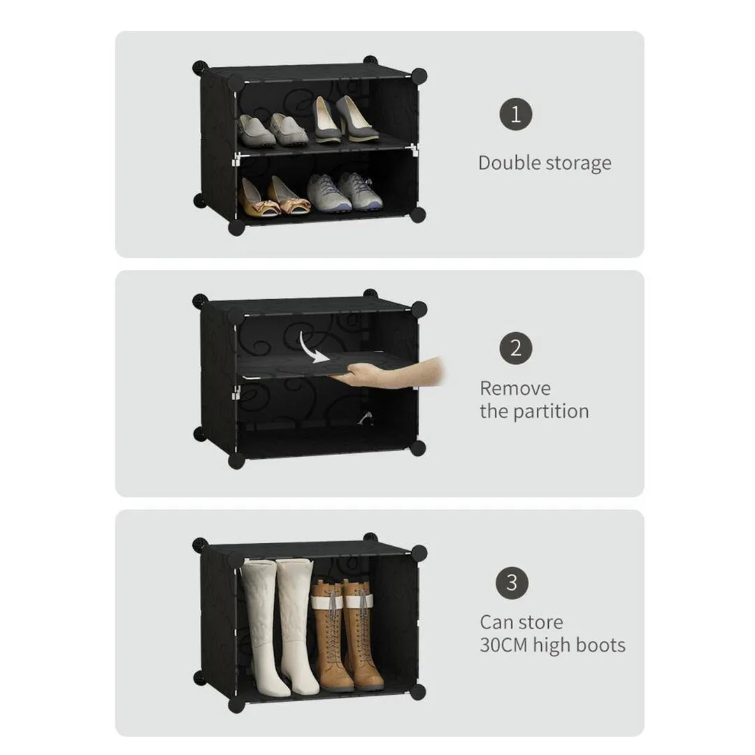 SOGA 10 Tier 2 Column Shoe Rack Organizer Sneaker Footwear Storage Stackable Stand Cabinet Portable Wardrobe with Cover